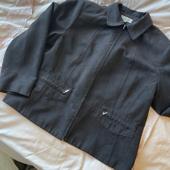 SOLD-Dark Brown Suede Zip up Jacket - Picture 8 of 9